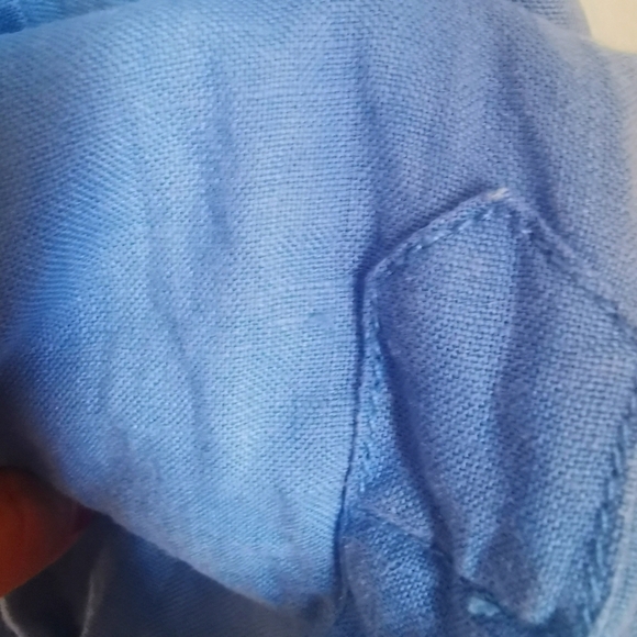 Tristan Light Blue Linen Mens Button-down Shirt Size L - Picture 8 of 9